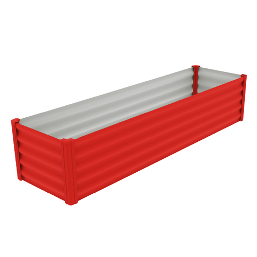 CLEARANCE - Red Narrow Rectangle Raised Garden Bed 200 x 50 x 41cm